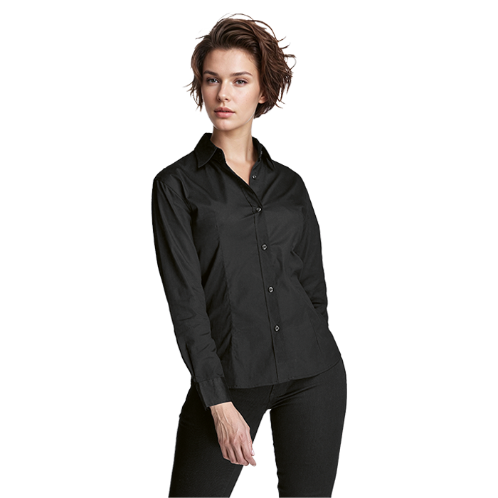 Ladies Brushed Cotton Twill Blouse Long Sleeve