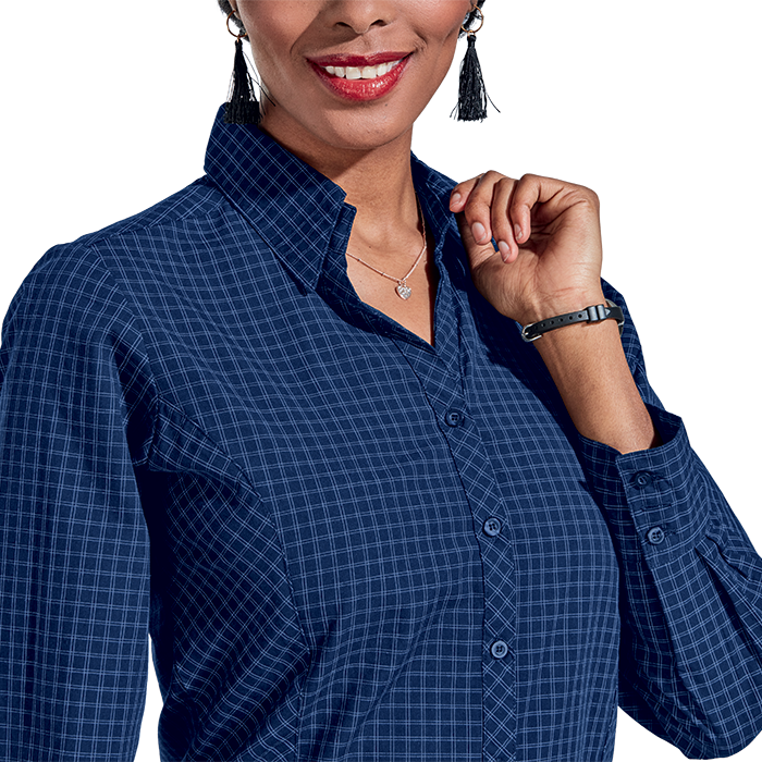 Ladies Pioneer Check Blouse Long Sleeve