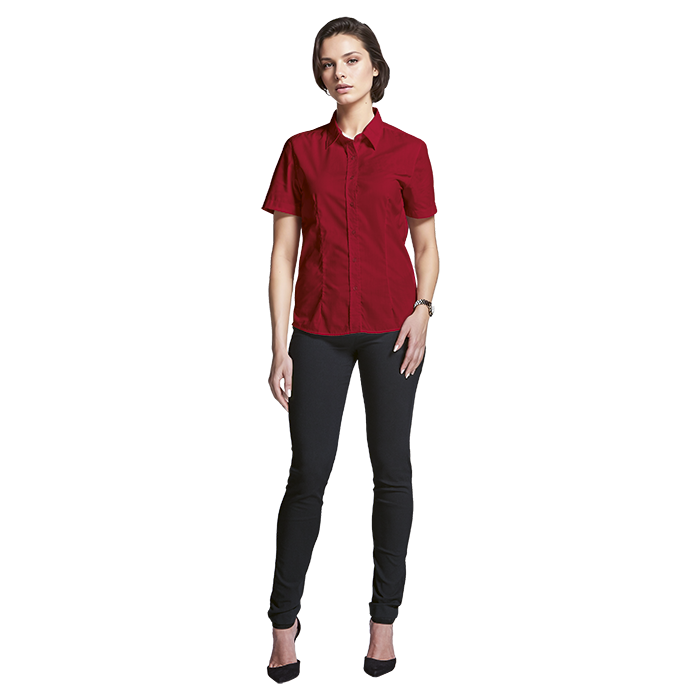 Ladies Basic Poly Cotton Blouse Short Sleeve