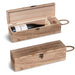 Wooden wine box with a bottle of wine inside on a white background
