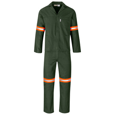Acid Resistant Polycotton Conti Suit - Reflective Arm, Legs & Back - Orange Tape-32-Olive-OL