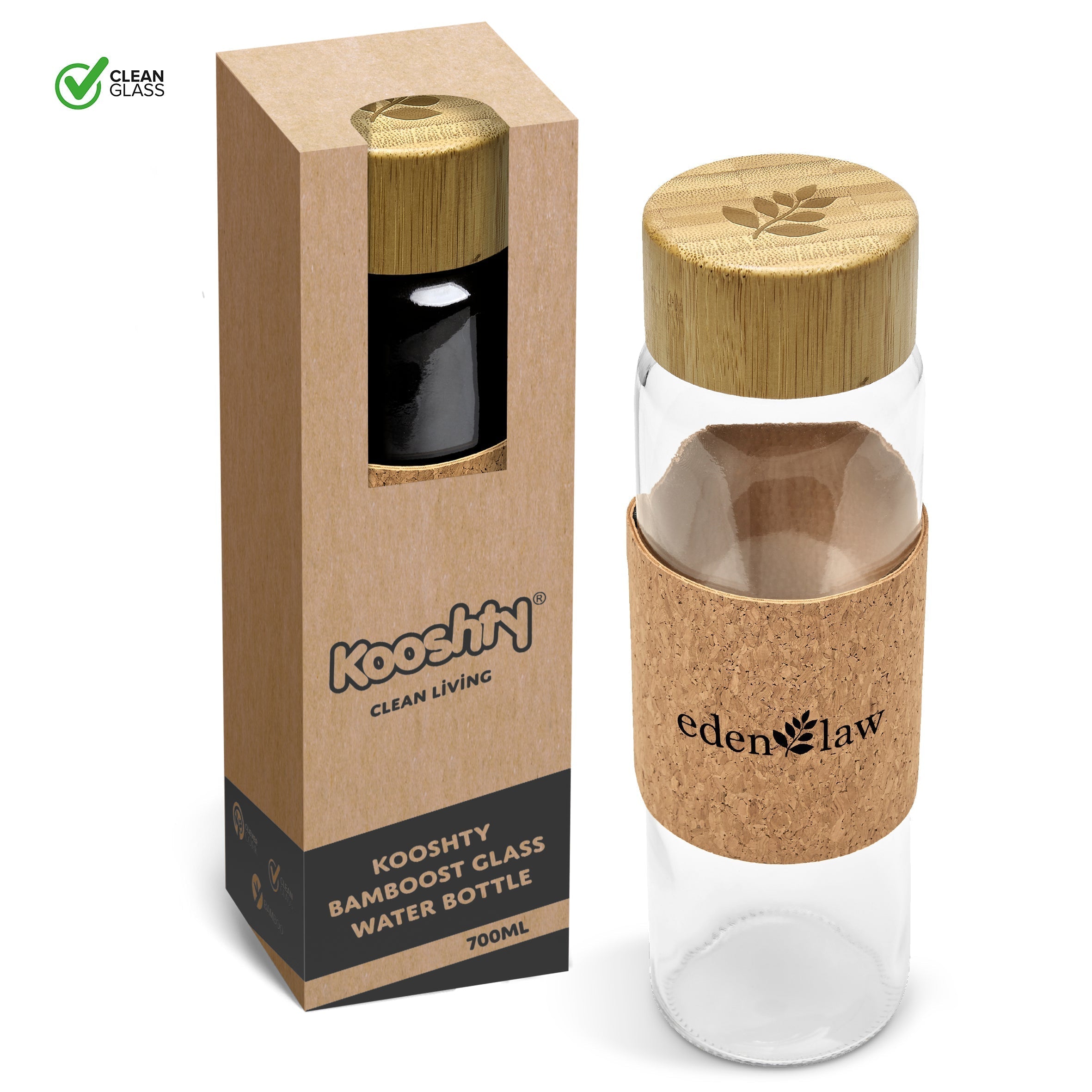 Kooshty Bamboost Glass Water Bottle - 700ml-Water Bottles-Natural-NT