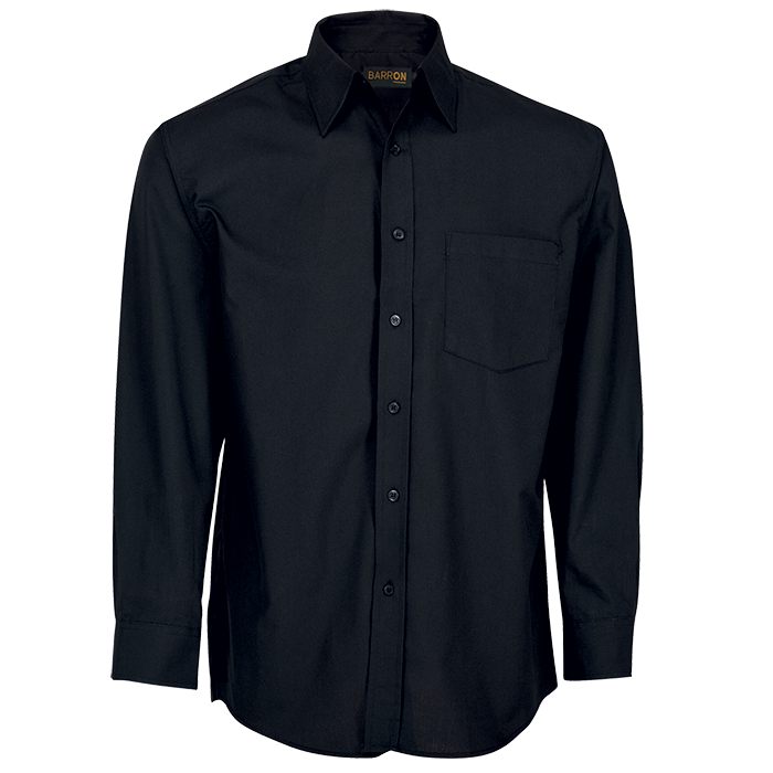 Basic Poly-Cotton Lounge Long-Sleeve Shirt Black / MED / Regular - Shirts & Tops