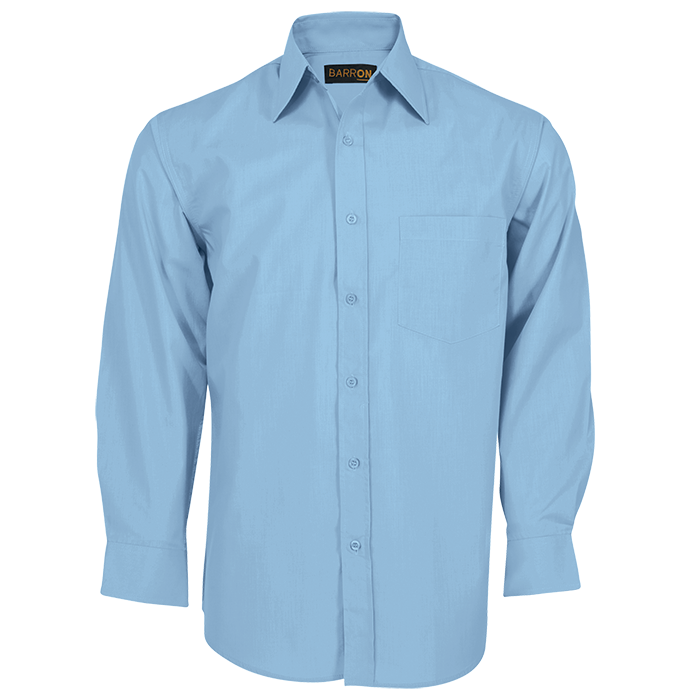 Basic Poly-Cotton Lounge Long-Sleeve Shirt Sky Blue / MED / Regular - Shirts & Tops