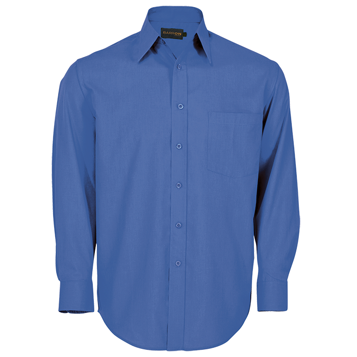 Basic Poly-Cotton Lounge Long-Sleeve Shirt French Blue / MED / Regular - Shirts & Tops