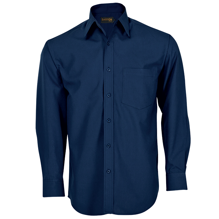 Basic Poly-Cotton Lounge Long-Sleeve Shirt Navy / MED / Regular - Shirts & Tops