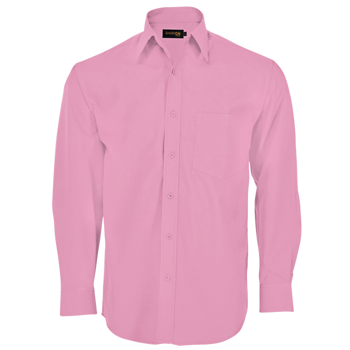 Basic Poly-Cotton Lounge Long-Sleeve Shirt Pink / MED / Regular - Shirts & Tops