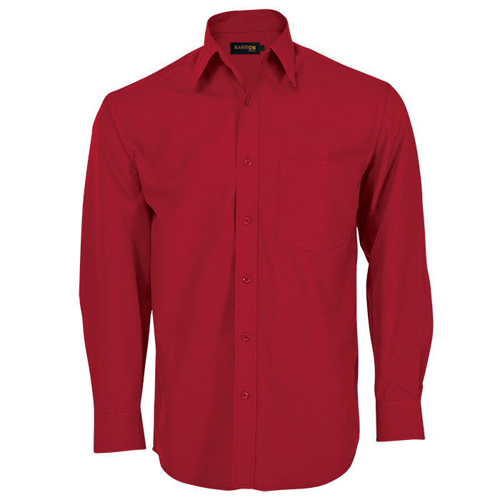 Basic Poly-Cotton Lounge Long-Sleeve Shirt Red / MED / Regular - Shirts & Tops