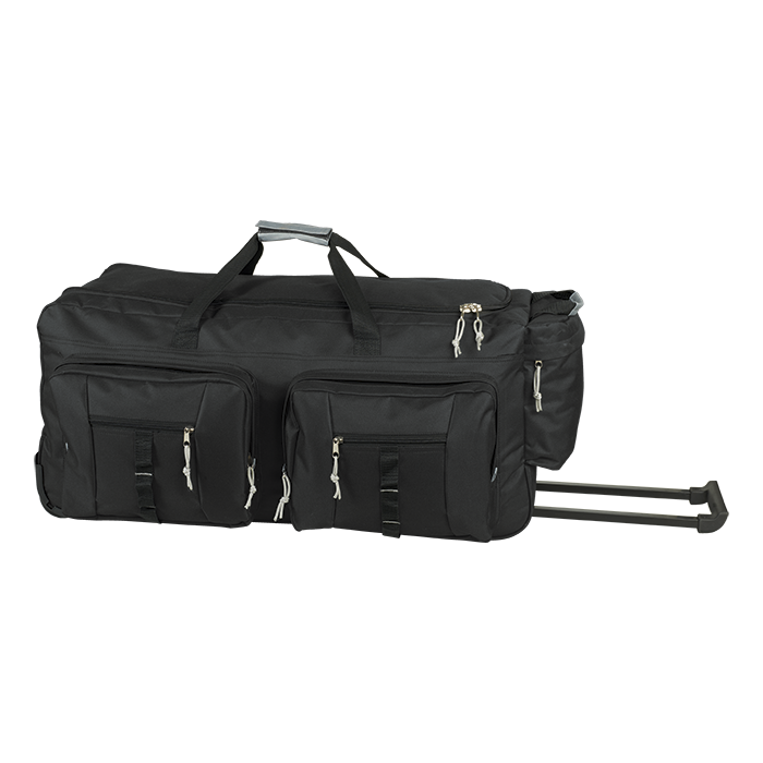 BB0161 - Dual Front Pocket Rolling Travel Duffel Black / STD / Regular - Bags on Wheels