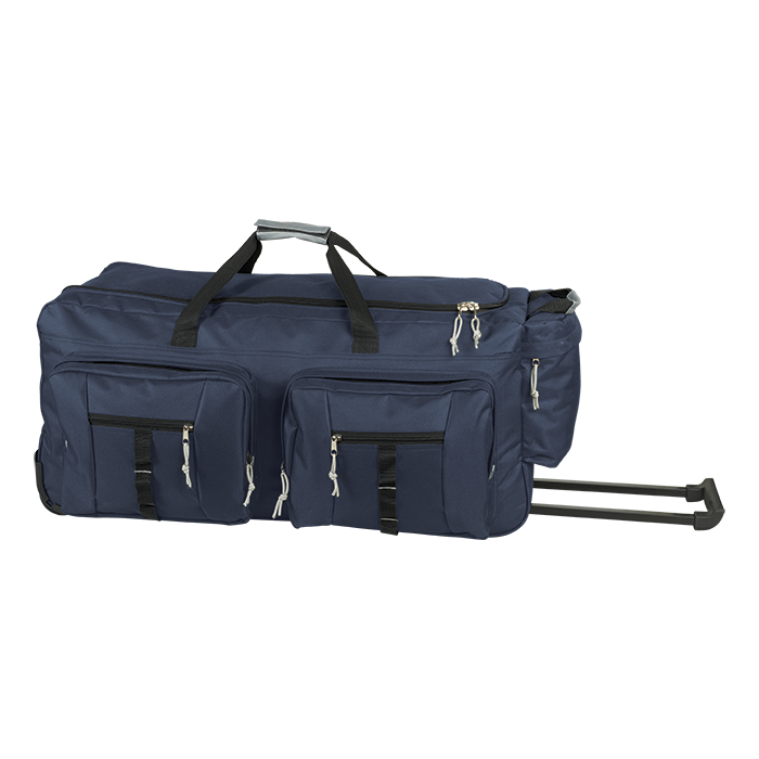 BB0161 - Dual Front Pocket Rolling Travel Duffel Navy / STD / Regular - Bags on Wheels