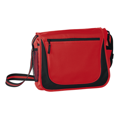 BB0166 - Messenger Bag with Coloured Stripe Strap Red / STD 