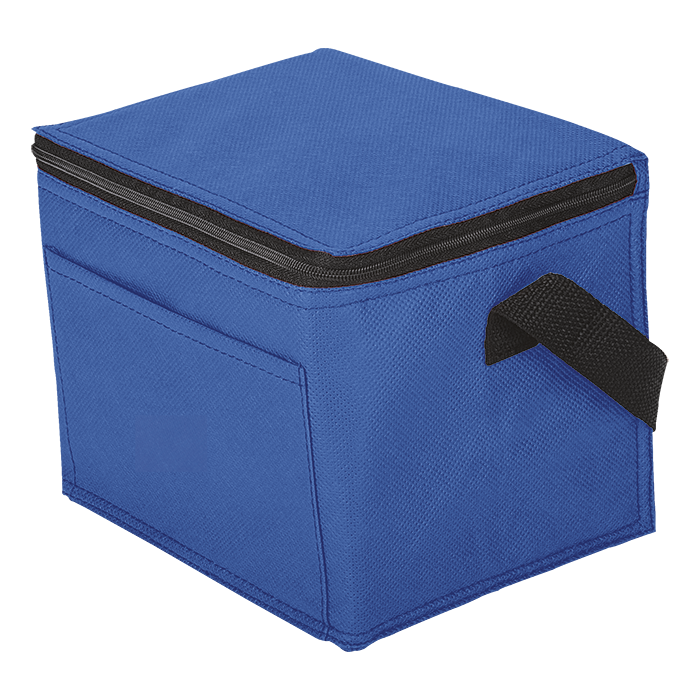 BC0012 - 6 Can Cooler with Foil Liner and Pocket - Non-Woven Lining Blue / STD / Last Buy - Coolers