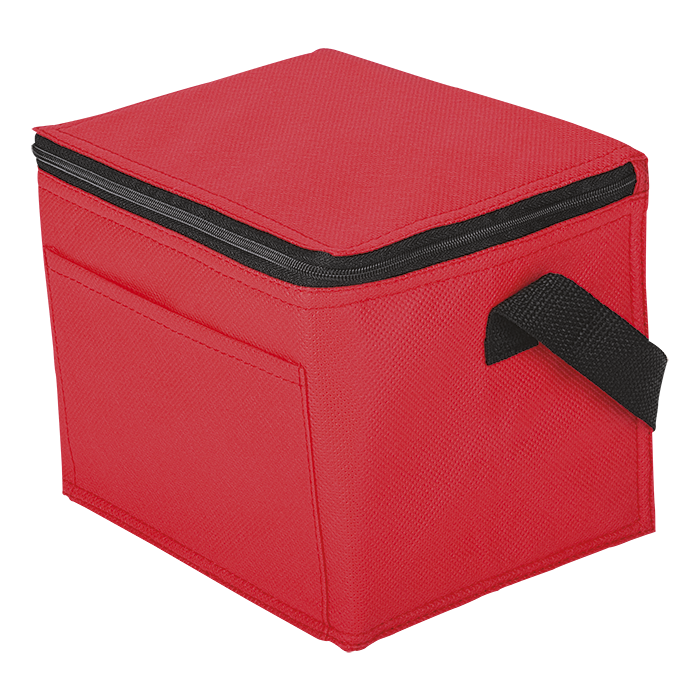 BC0012 - 6 Can Cooler with Foil Liner and Pocket - Non-Woven Lining Red / STD / Last Buy - Coolers
