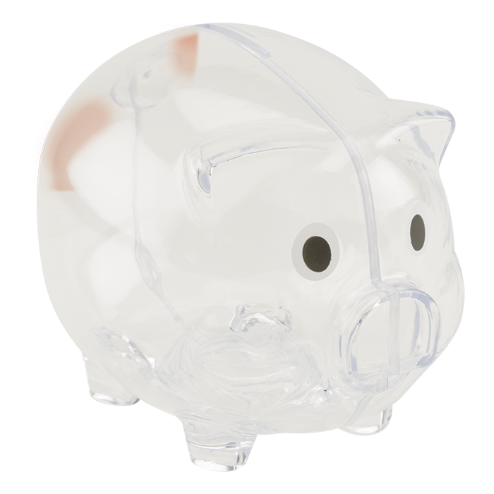 BD0012 - Plastic Piggy Bank Clear / STD / Last Buy - Novelties and Travel