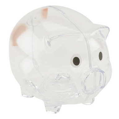 BD0012 - Plastic Piggy Bank Clear / STD / Last Buy - 