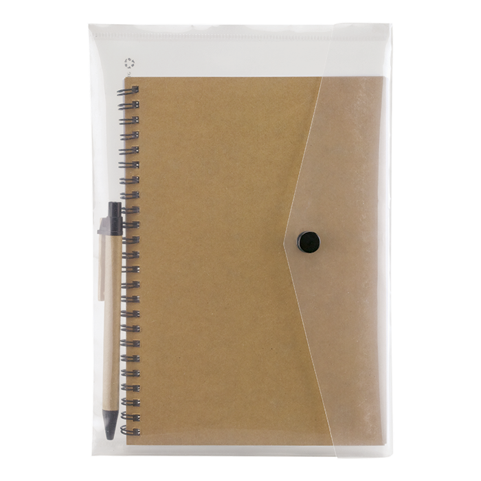 BF0046 - Spiral Notebook with Pen and Snap Pouch Natural / 