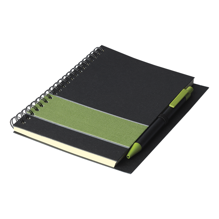 BF0052 - Coloured Stripe Notebook with Pen Green / STD / Regular - Notebooks