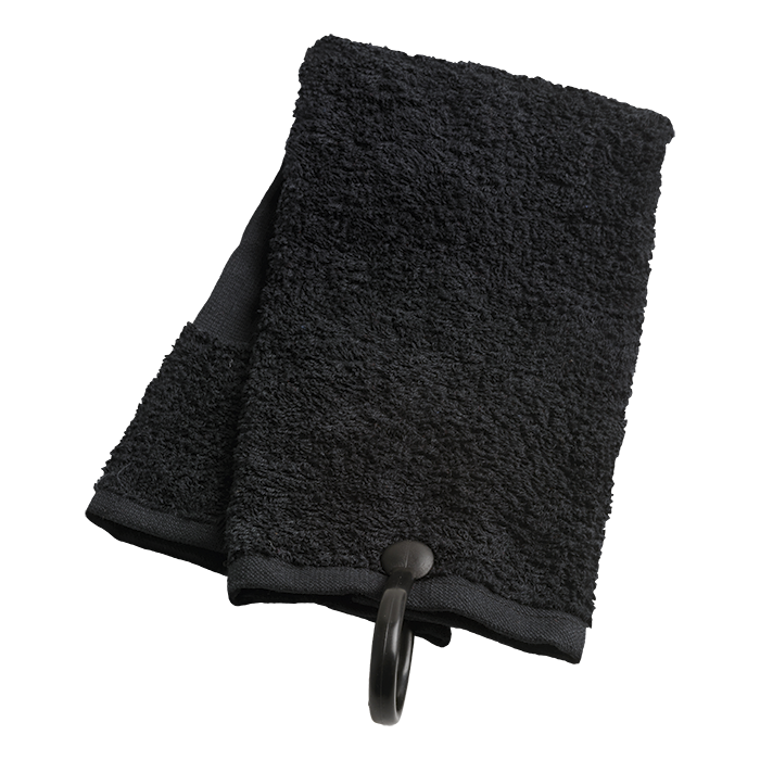 BH0070 - 100% Cotton Golf Towel Black / STD / Regular - Outdoor