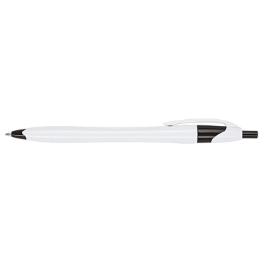BP0015 - Slim White Barrel Ballpoint Pen Black / STD / 