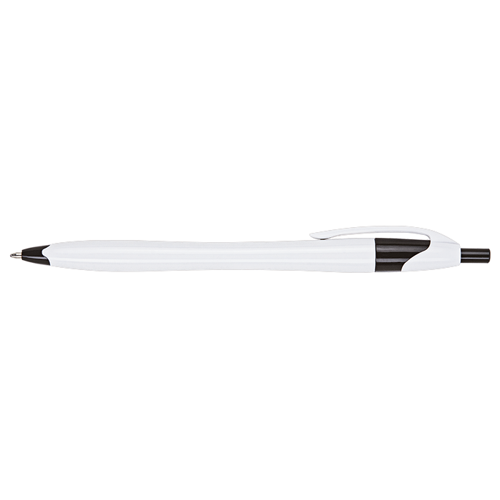 BP0015 - Slim White Barrel Ballpoint Pen Black / STD / 