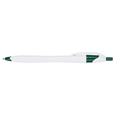 BP0015 - Slim White Barrel Ballpoint Pen Green / STD / 