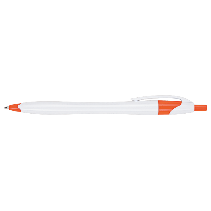 BP0015 - Slim White Barrel Ballpoint Pen Orange / STD / 