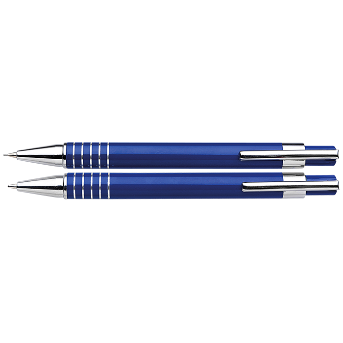 BP3298 - Lacquered Barrel Matching Ballpoint Pen and Clutch Pencil Set Cobalt Blue / STD / Regular - Writing Instruments