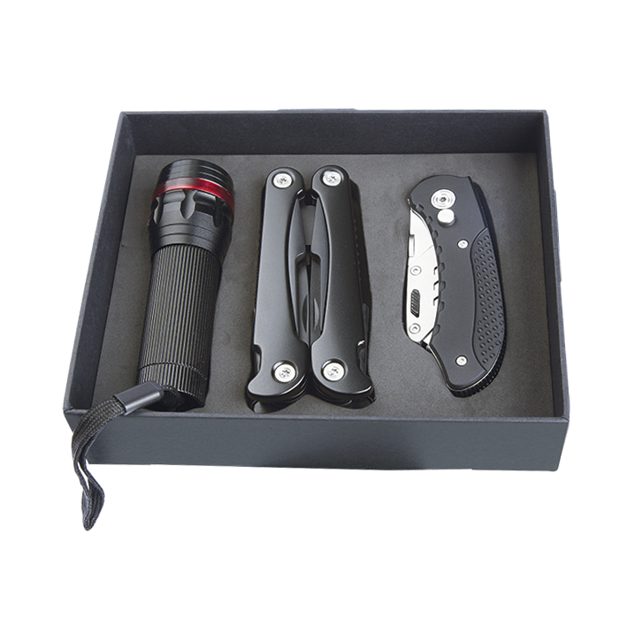 BT0023 - Torch Multi Tool and Knife Gift Set Black / STD / 