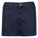 Front view of blue denim shorts