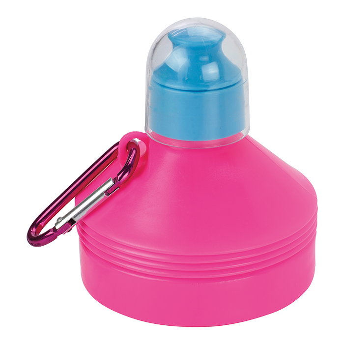BW3879 - 600ml Collapsible Water Bottle with Carabiner Clip Pink / STD / Last Buy - Drinkware