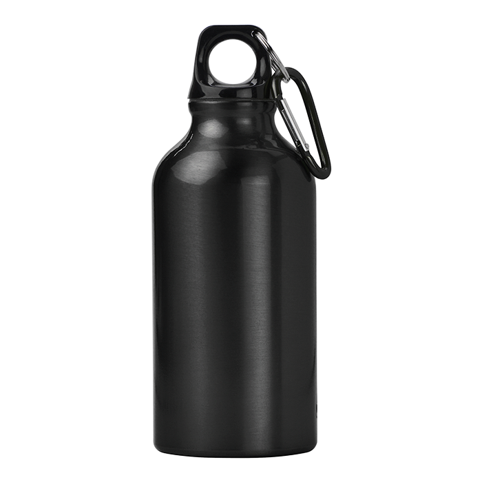 BW7552 - 400ml Aluminium Water Bottle with Carabiner Clip Black / STD / Last Buy - Drinkware