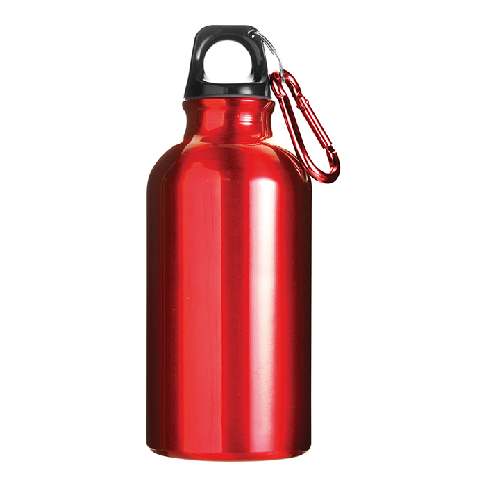 BW7552 - 400ml Aluminium Water Bottle with Carabiner Clip Red / STD / Last Buy - Drinkware