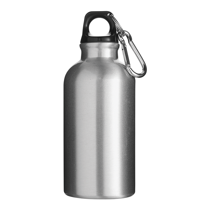 BW7552 - 400ml Aluminium Water Bottle with Carabiner Clip Silver / STD / Last Buy - Drinkware