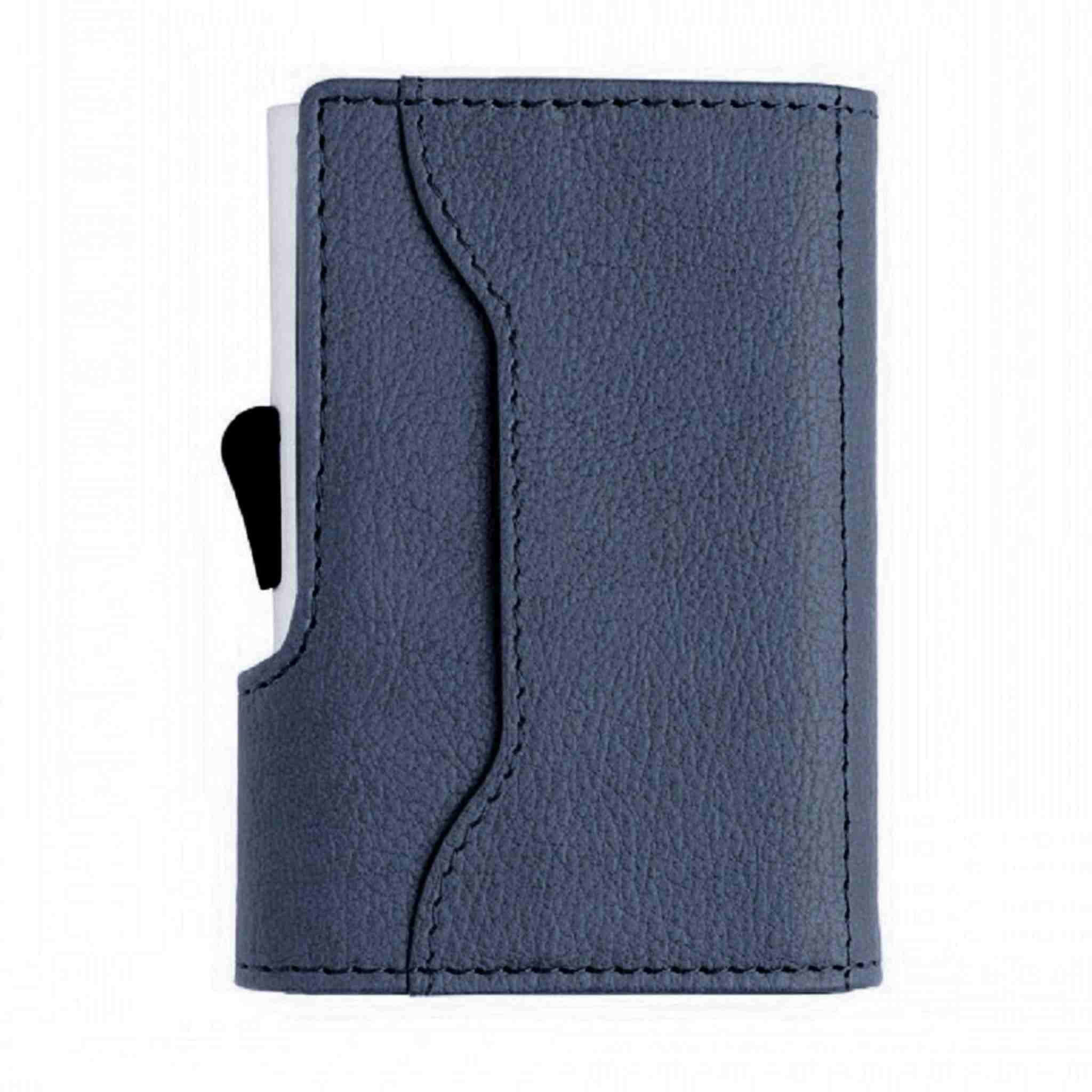 Blue All-in-one black card holder and wallet closed vertical