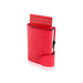Red Vertical Card holder and wallet with some cards sticking out