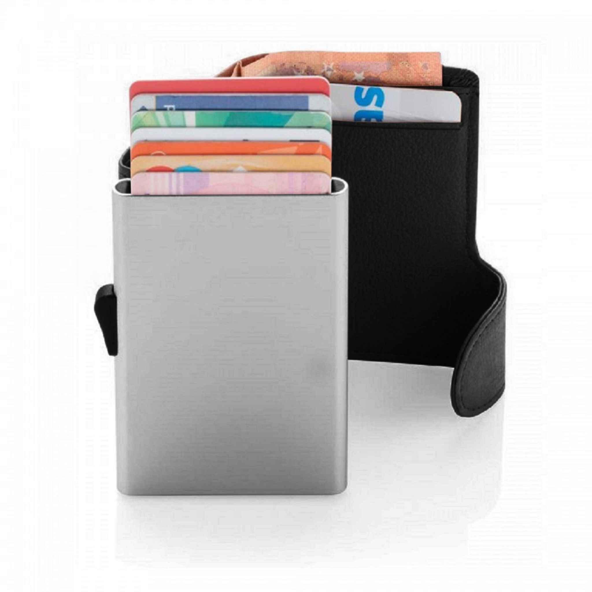 Black All-in-one black card holder and wallet closed