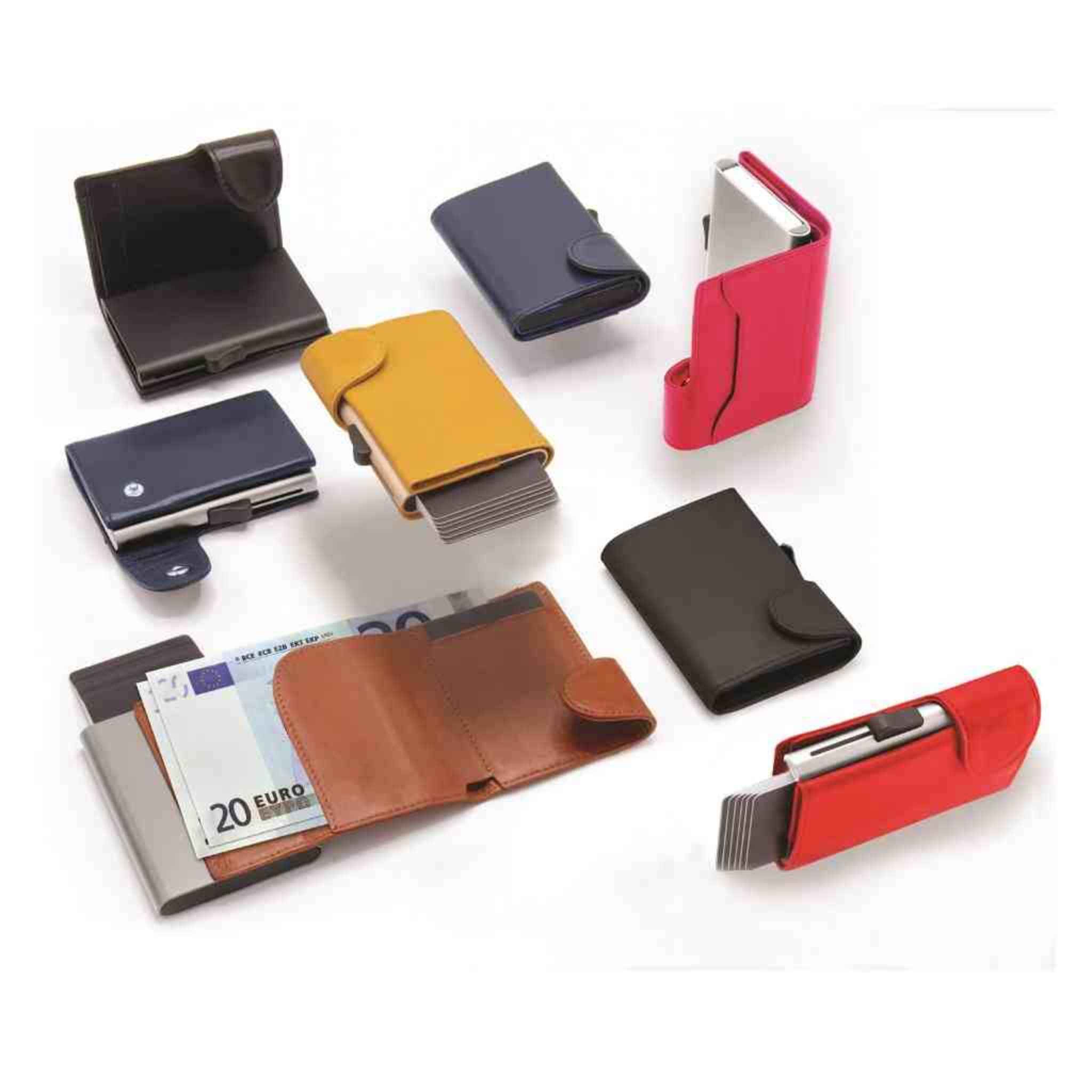 Card holder and wallet with some cards sticking out