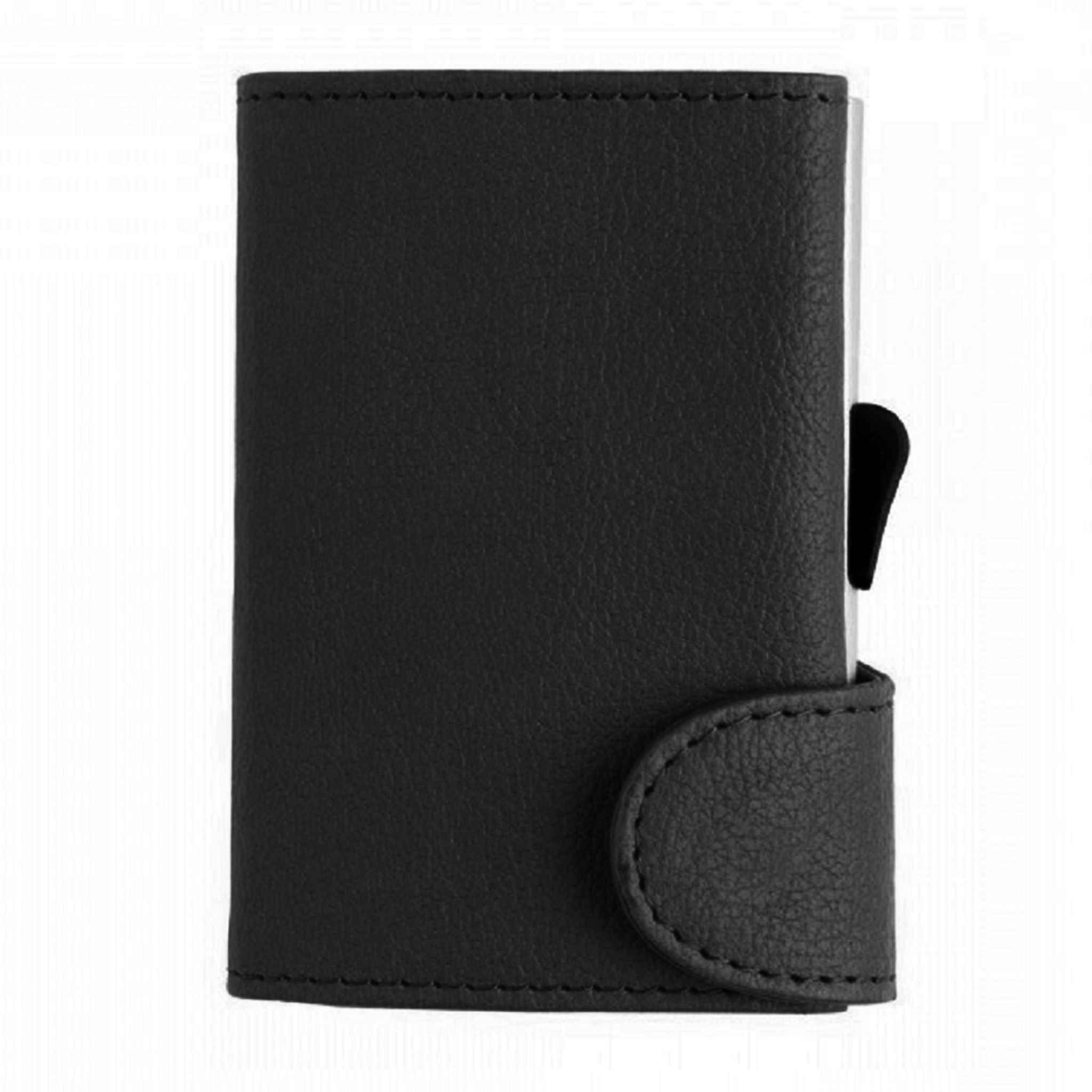 All-in-one black card holder and wallet closed