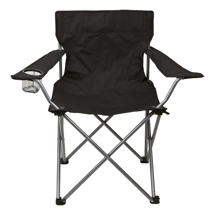 Compact Folding Outdoor Chair with Armrests and Cup Holder Black / STD / Regular