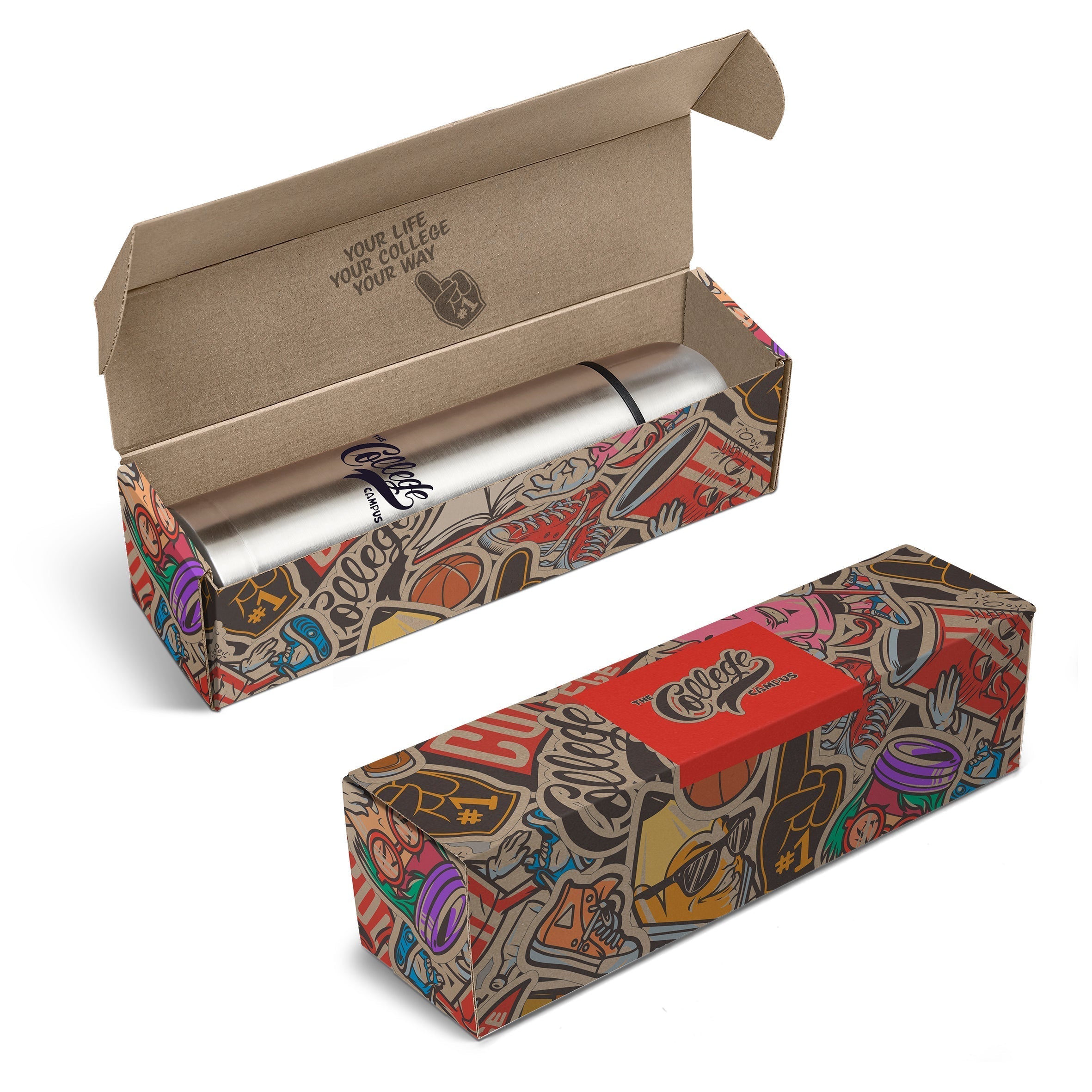 Consulate Flask in Bianca Custom Gift Box-Silver-S