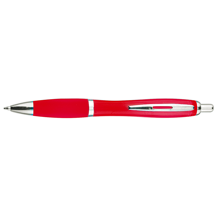 Curved Design Ballpoint Pen with Coloured Barrel Red / STD / Regular - Writing Instruments