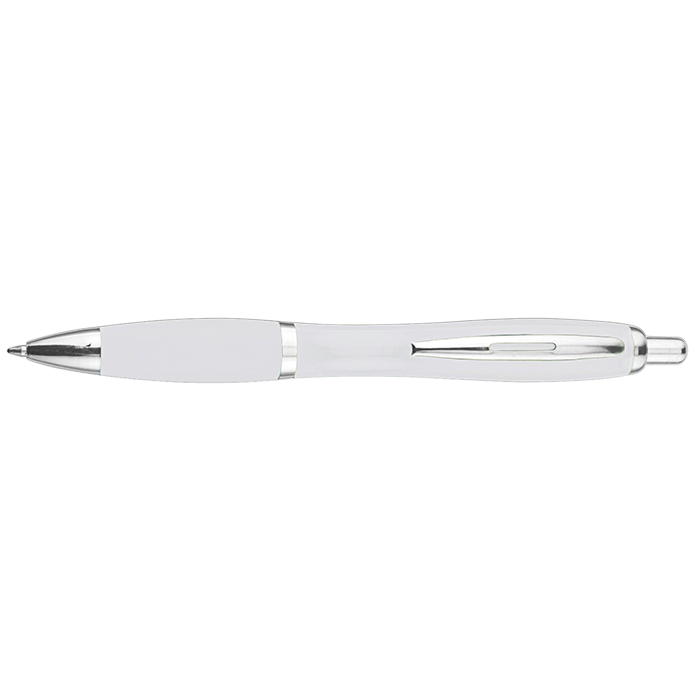 Curved Design Ballpoint Pen with Coloured Barrel White / STD / Regular - Writing Instruments