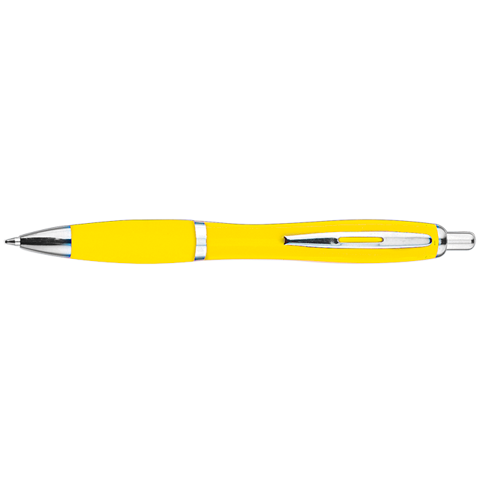 Curved Design Ballpoint Pen with Coloured Barrel Yellow / STD / Regular - Writing Instruments