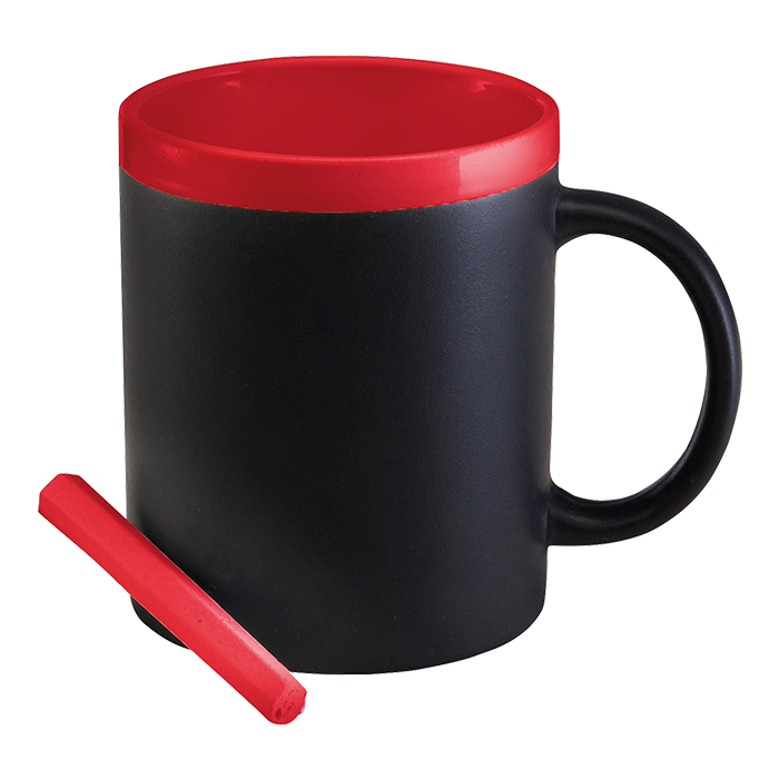 300ml Stoneware Chalk Board Mug Red / STD / Last Buy - Drinkware