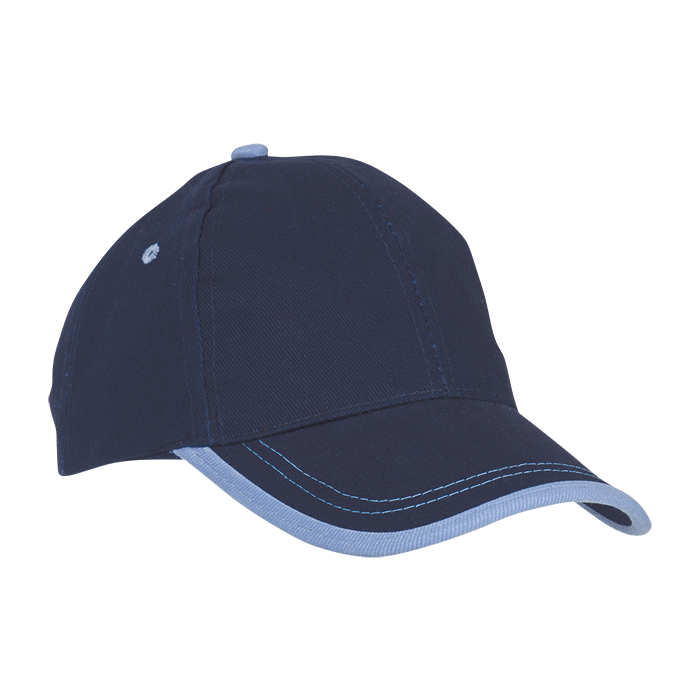 6 Panel Canvas Binding Cap Navy/Sky / STD / Regular - Caps