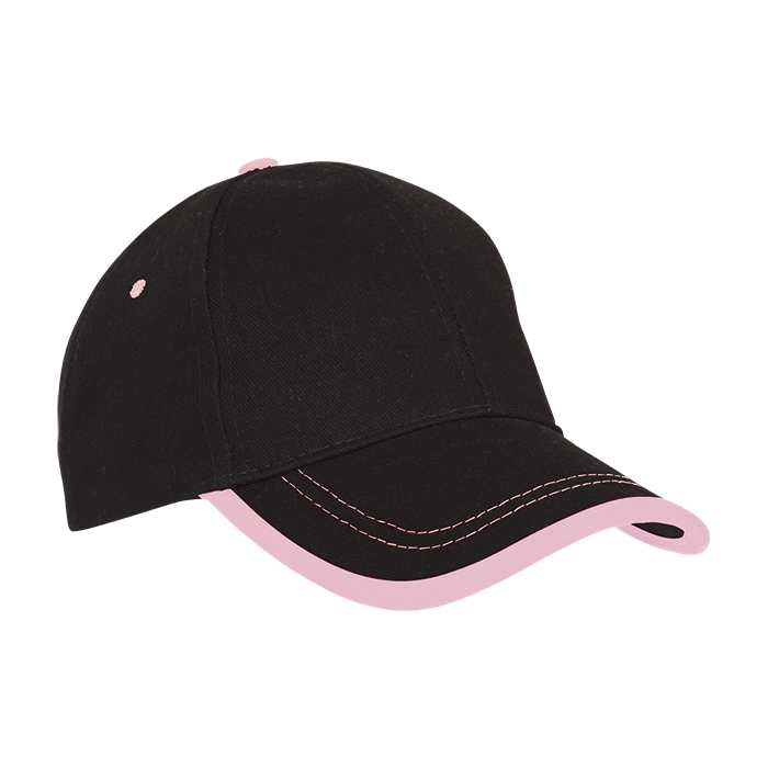 6 Panel Canvas Binding Cap Black/Pink / STD / Last Buy - Caps