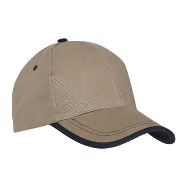 6 Panel Canvas Binding Cap Khaki/Navy / STD / Regular - Caps