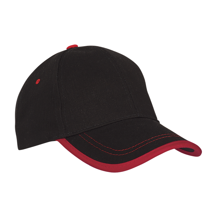 6 Panel Canvas Binding Cap Black/Red / STD / Regular - Caps