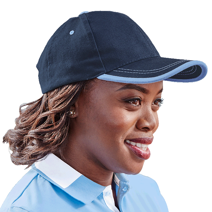 6 Panel Canvas Binding Cap Khaki/Navy / STD / Regular - Caps