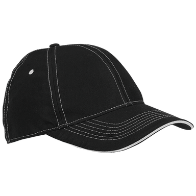 6 Panel Microfibre Stitch Cap Black/White / STD / Last Buy - Caps